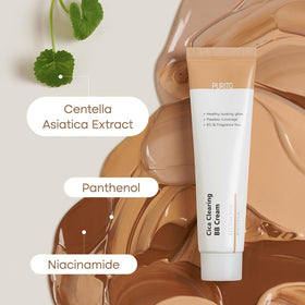 PURITO application on face with fingertip, shows quick, even coverage benefit