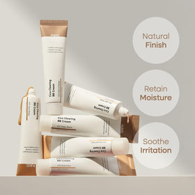PURITO BB cream dispensed on hand, demonstrates blendable coverage benefit