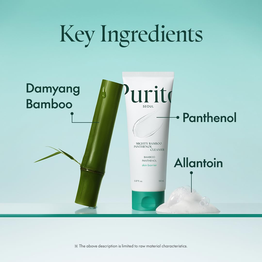 PURITO cleanser in hand illustrating easy dispensing and gentle lather