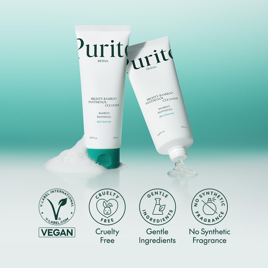 PURITO label closeup revealing key ingredients and low pH benefit