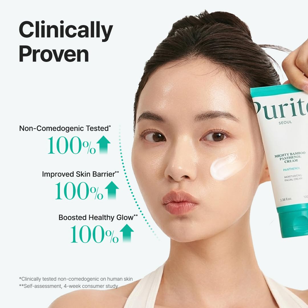 PURITO cream spread on skin showing quick absorption and non-greasy finish