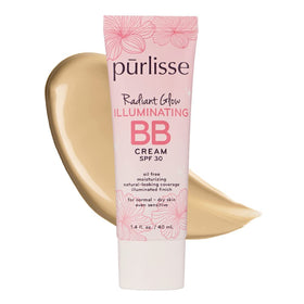 pūrlisse front packaging of Radiant Glow BB Cream showing SPF protection and shade
