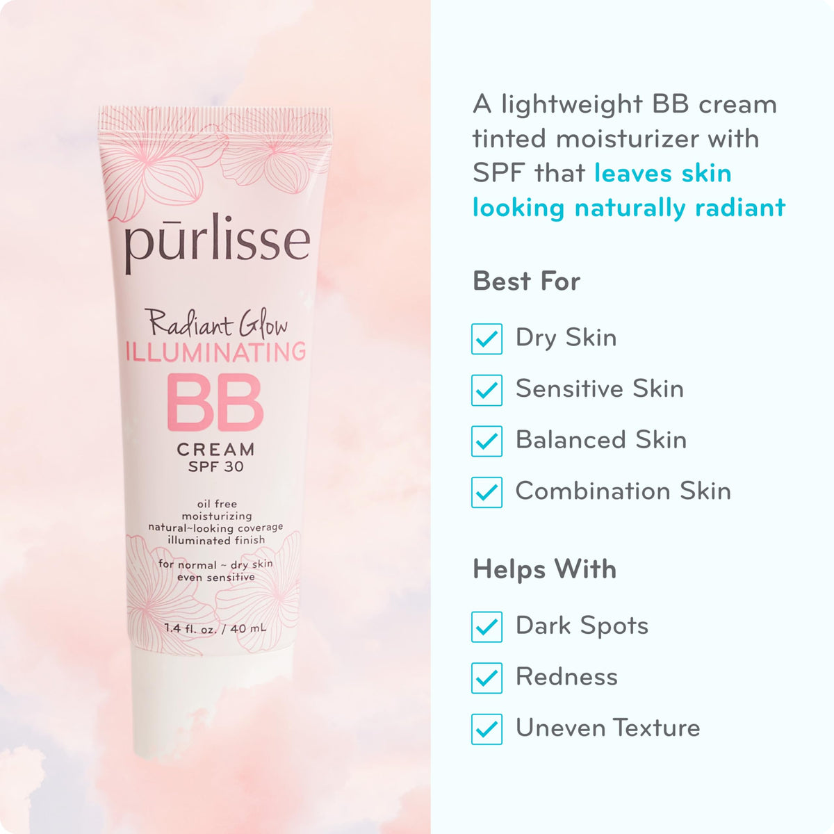 pūrlisse texture close-up of BB cream revealing dewy, spreadable finish for hydration