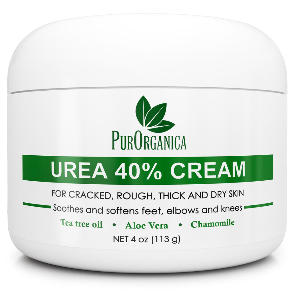 PurOrganica cream tube front view showing product and benefit of intensive foot repair
