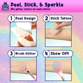 PURPLE LADYBUG applied tattoo on child's arm demonstrating quick, removable wearable art