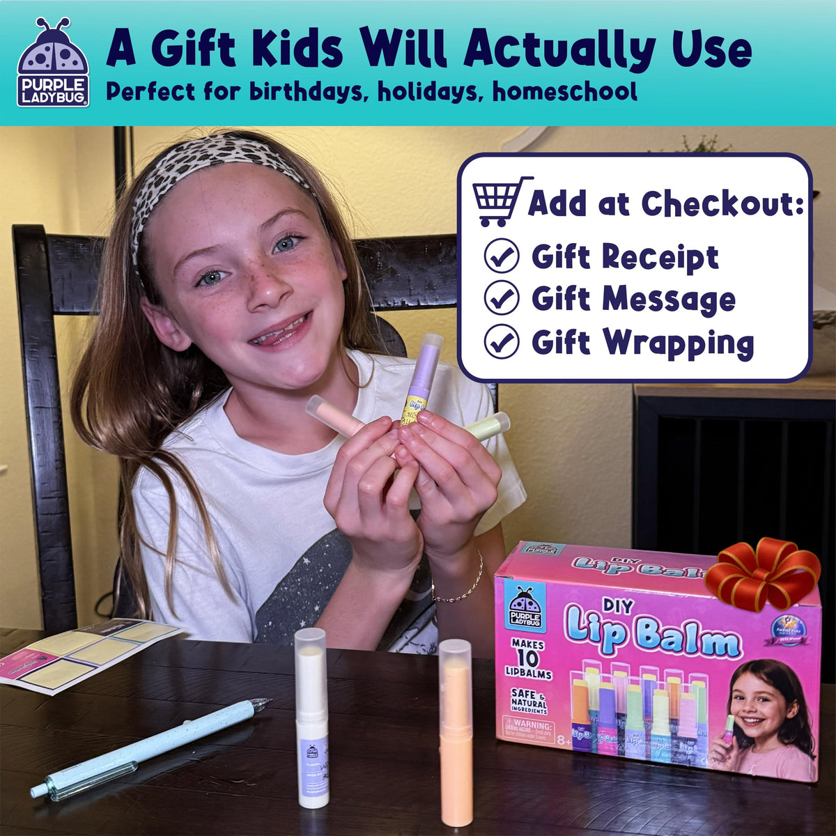 PURPLE LADYBUG decorating tubes with colorful stickers for personalized results