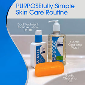 Purpose on bathroom shelf in lifestyle scene illustrating everyday routine convenience and portability