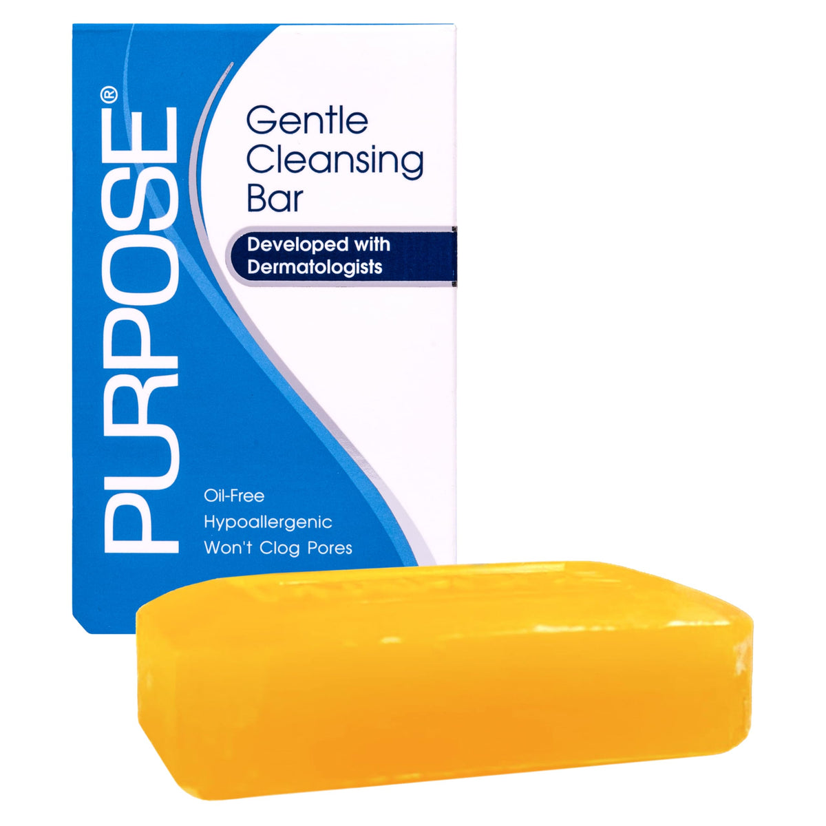 PURPOSE cleansing bar close-up texture highlighting smooth surface and gentle feel