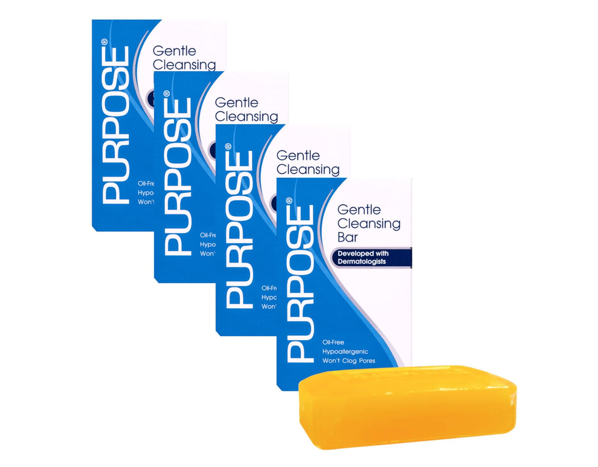 PURPOSE cleansing bar front packaging showing clean label and size benefit