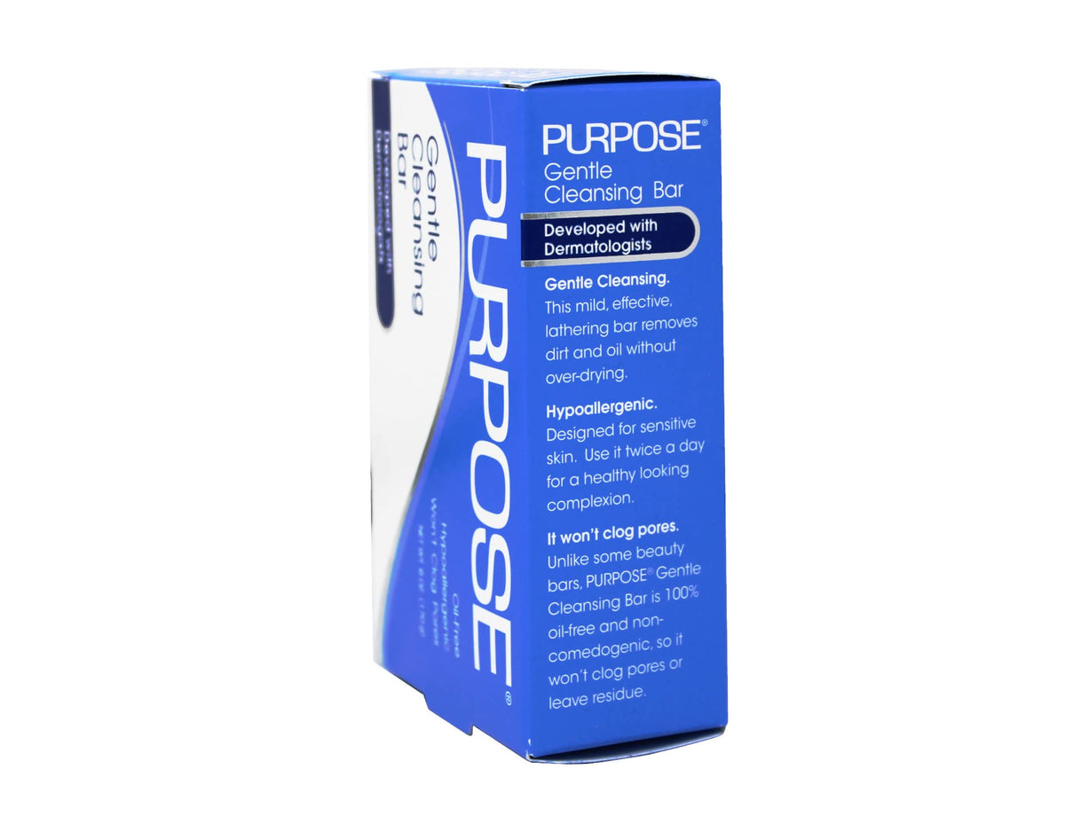 Purpose cleansing bar size with ruler comparison showing actual 6 oz scale for accurate expectation