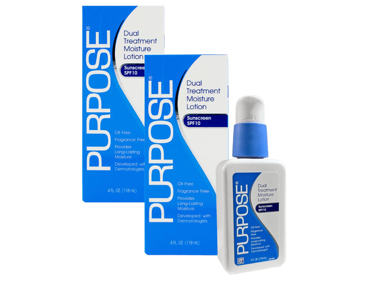 Purpose front packaging showing bottle and pack, clear view for product recognition and convenience