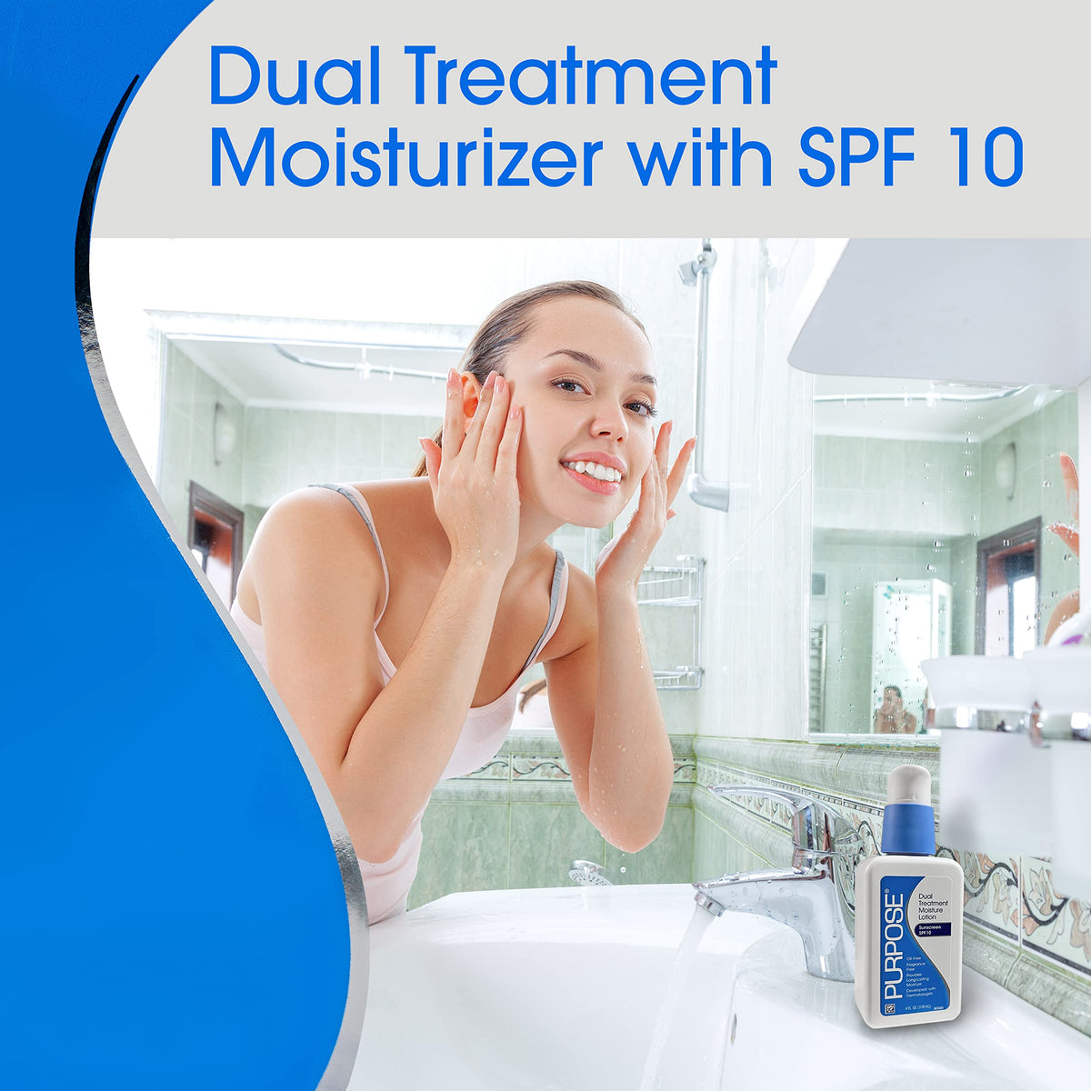 Purpose lotion texture close-up revealing lightweight, non-greasy cream for fast absorption
