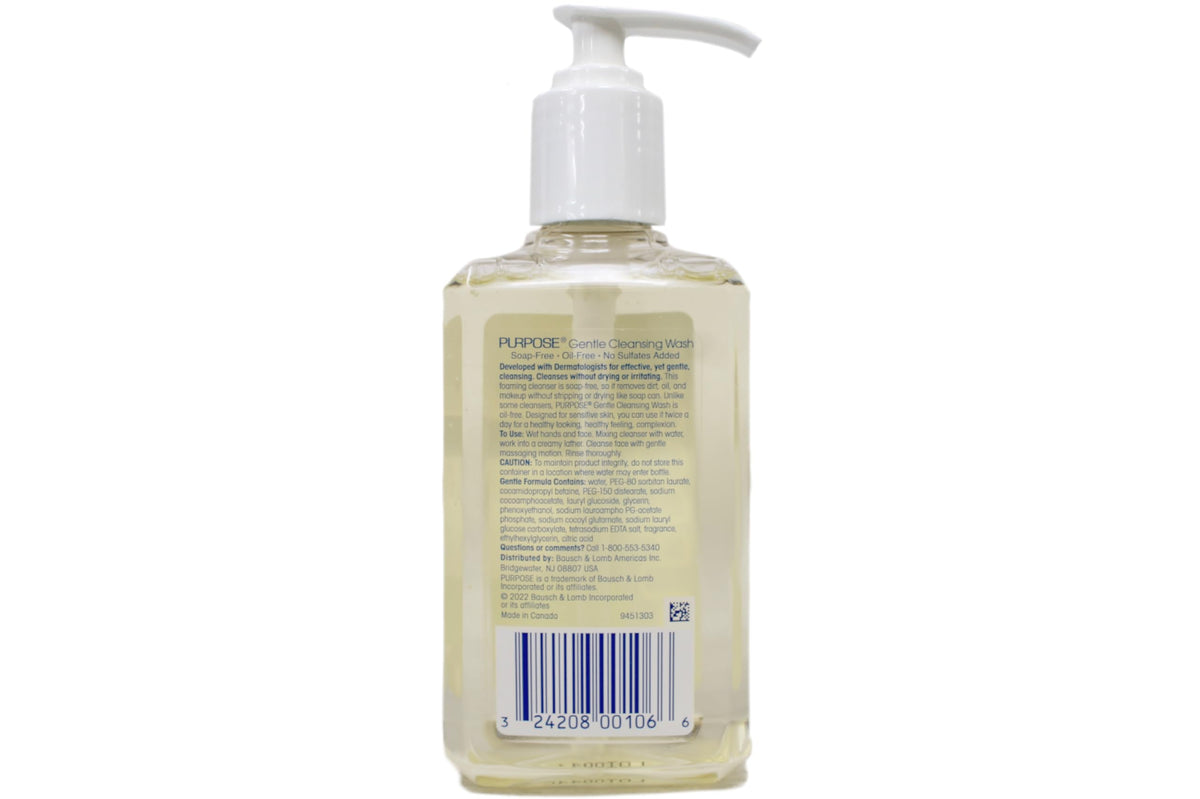 Purpose rinsing face with water showing gentle cleanse and comfortable skin benefit