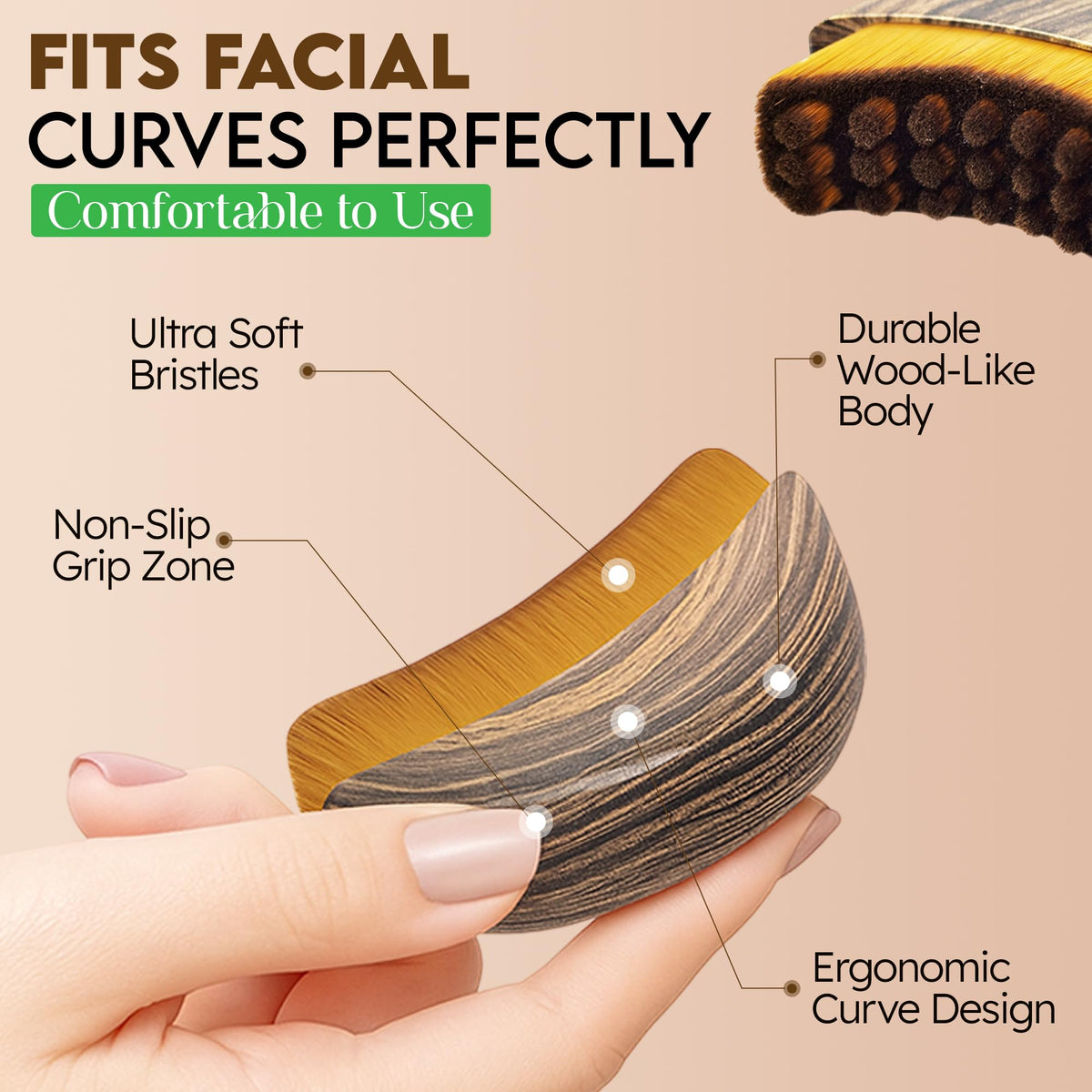 Puur House brush in use along jawline demonstrating sculpting and de-puffing benefit