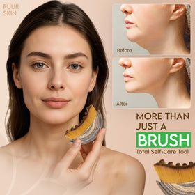 Puur House brush massaging jawline to reduce facial puffiness