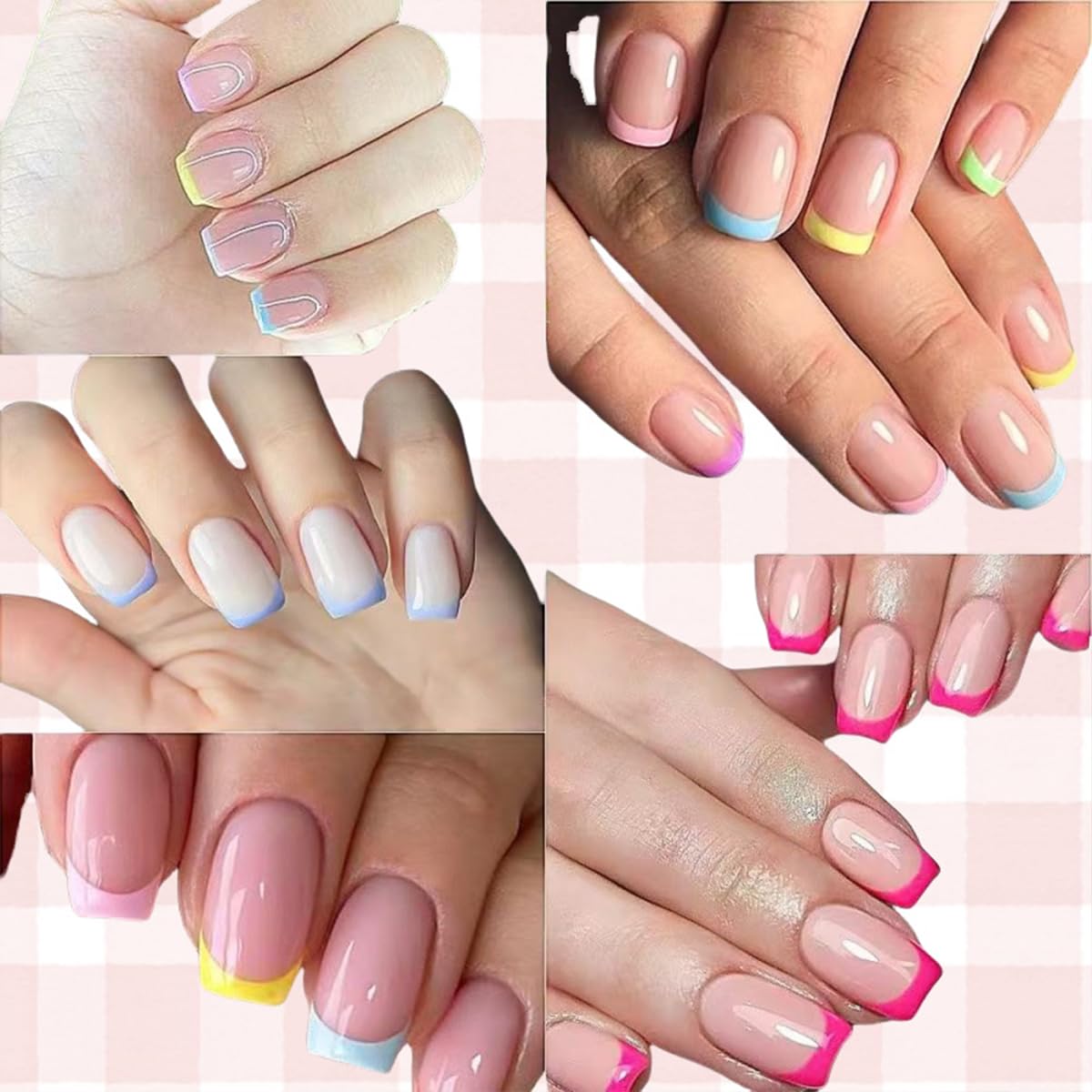 Puyokinm hand model wearing short square press-ons demonstrating natural look