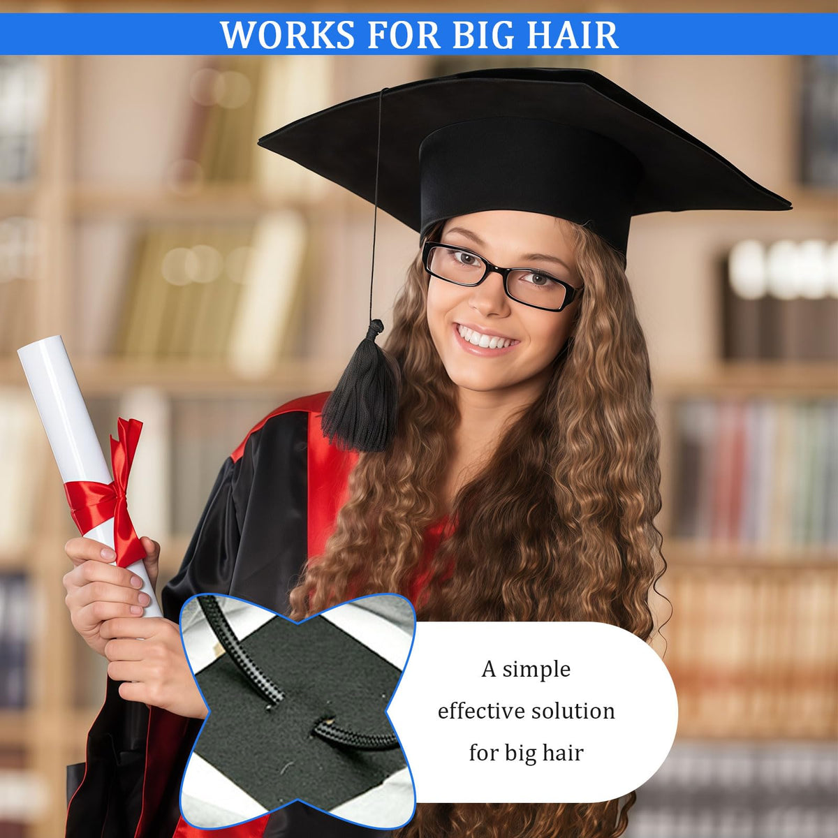 Pvoiue model wearing cap with insert showing hair protection advantage