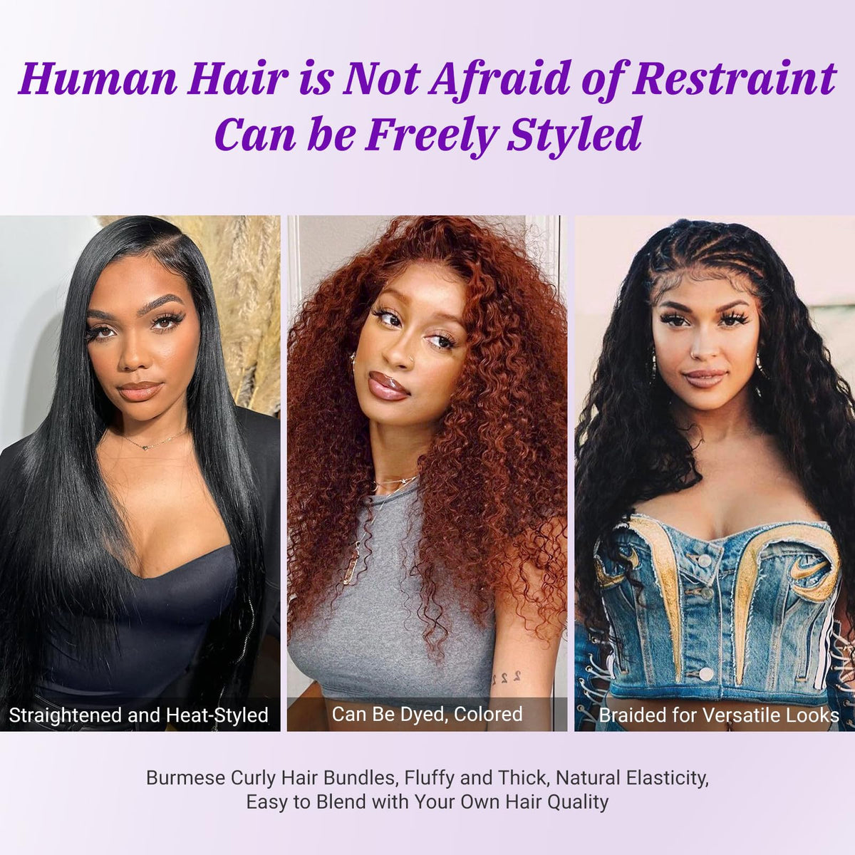 PXCPXC model wearing Burmese curls showing realistic blend and event-ready volume benefit