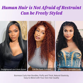 PXCPXC model wearing Burmese curls showing realistic blend and event-ready volume benefit