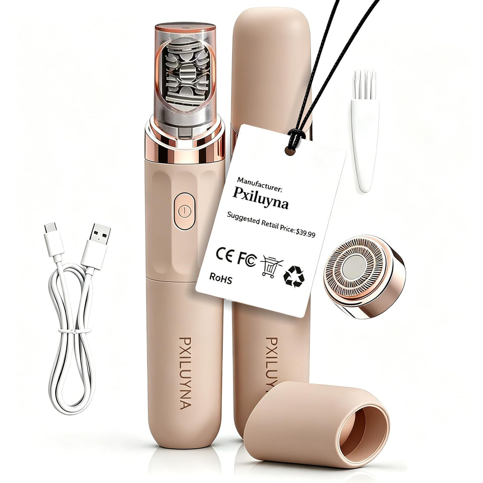pxiluyna front view rose gold epilator showing compact design and travel-ready benefit