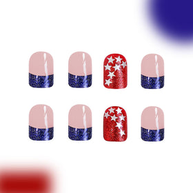 PXUEZAY nails worn at a backyard party showcasing instant patriotic manicure