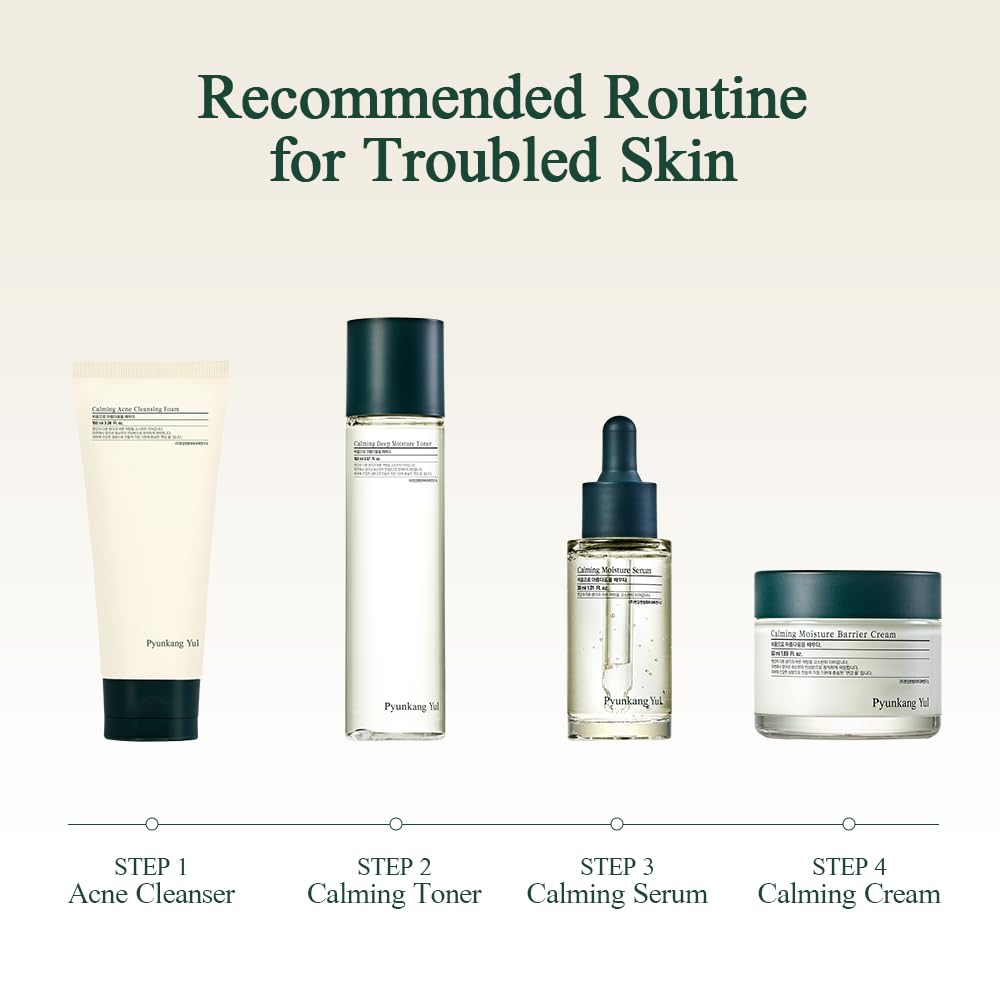 Pyunkang Yul cream applied to cheek showing calming effect on irritated skin