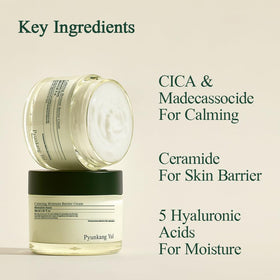 Pyunkang Yul cream on fingertip demonstrating easy spreadability and quick absorption