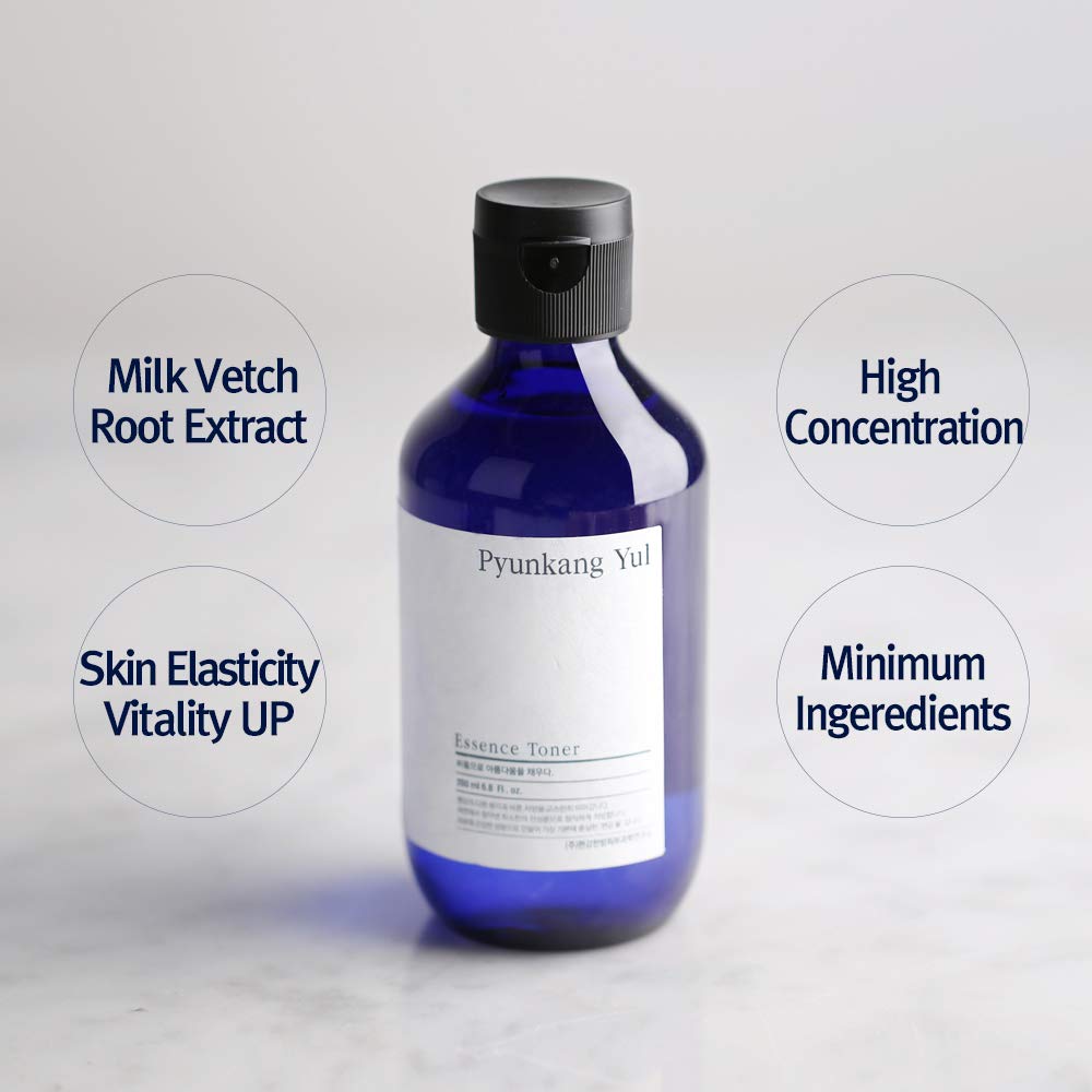 Pyunkang Yul bottle close-up showing clear essence texture for fast absorption