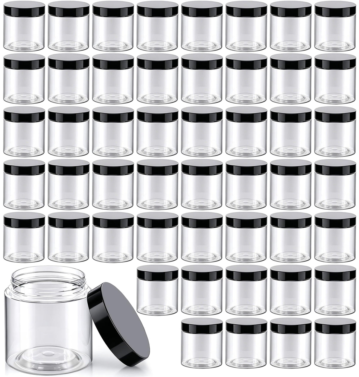 PYYZHALI front pack showing 50 clear jars for organized storage
