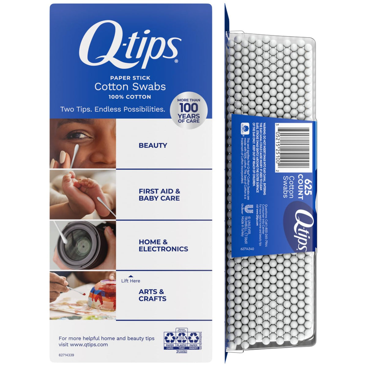 Q-tips close cotton tip highlighting extra soft cotton for gentle use