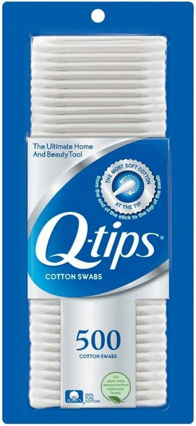 Q-Tips closeup of soft cotton tip highlighting gentle texture for delicate cleaning