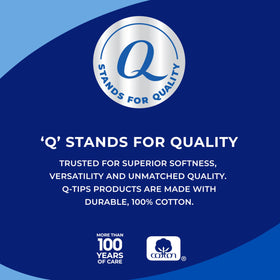 Q-tips paper stem detail highlighting sturdy biodegradable stick for eco-minded users