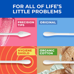 Q-tips next to a coin for size comparison showing compact scale and portability benefit