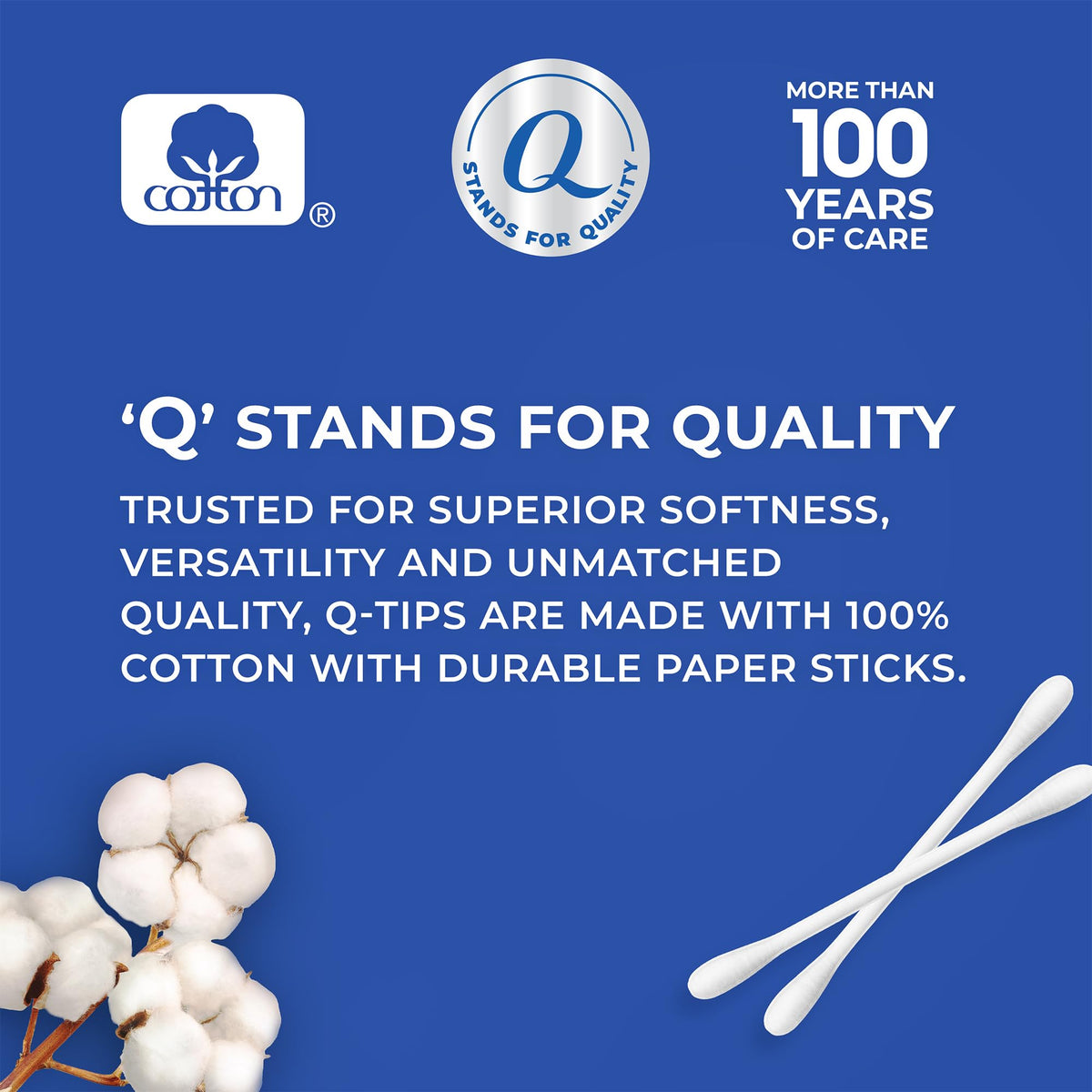 Q-tips sturdy stem detail for steady control during tasks
