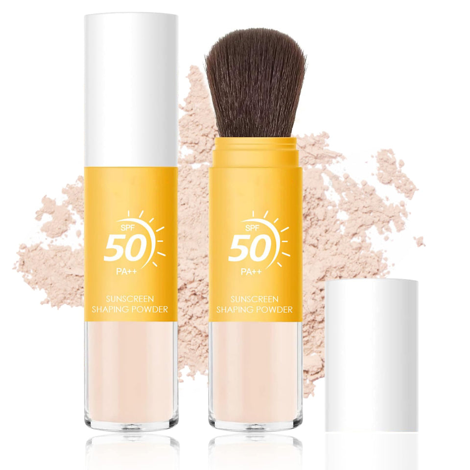 Qawnfy front packaging showing compact brush and sunscreen benefit