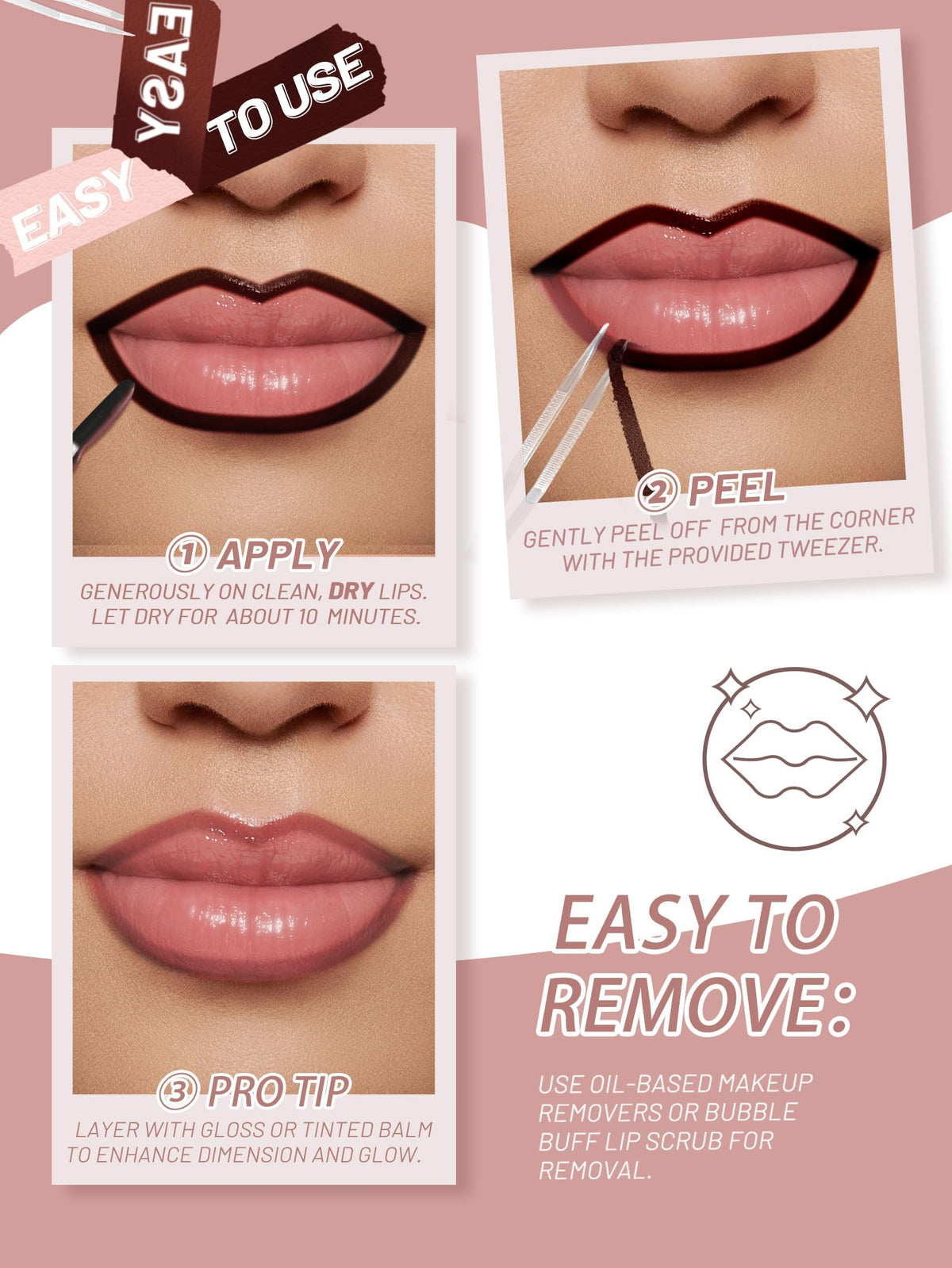 QCMME tweezer included for controlled peeling and clean removal