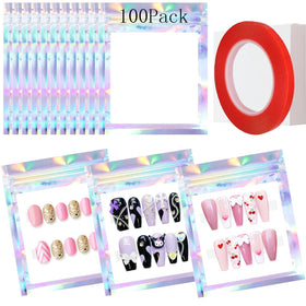 Qenk holographic bag front view showing transparent panel and attractive finish for display