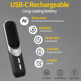QEOWUO styler held in hand demonstrating lightweight travel-friendly size