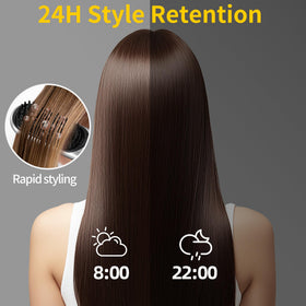 QEOWUO styler in use on wavy hair reducing frizz and adding shine