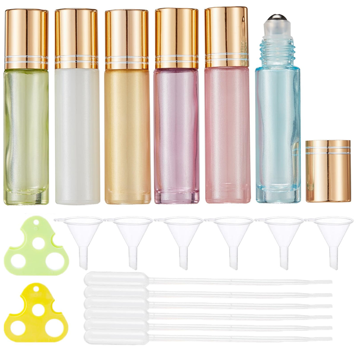 Qeuly front packaging showing six colored 10ml roll-on bottles, organized and travel-ready