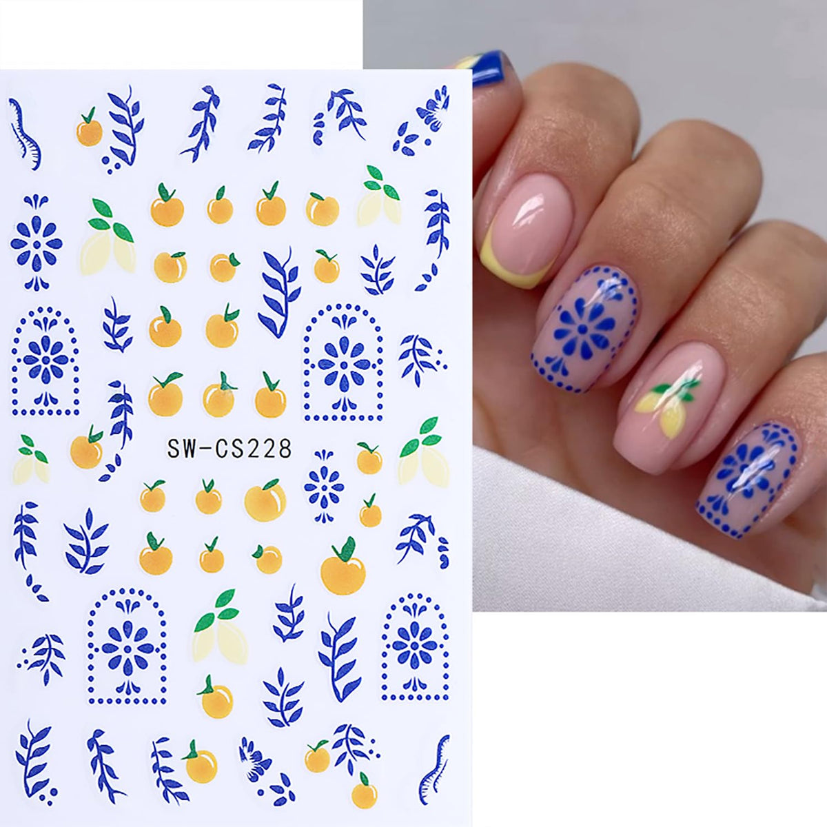 QEYRIYI stickers beside coin and ruler for scale, showing sticker sizes for different nails