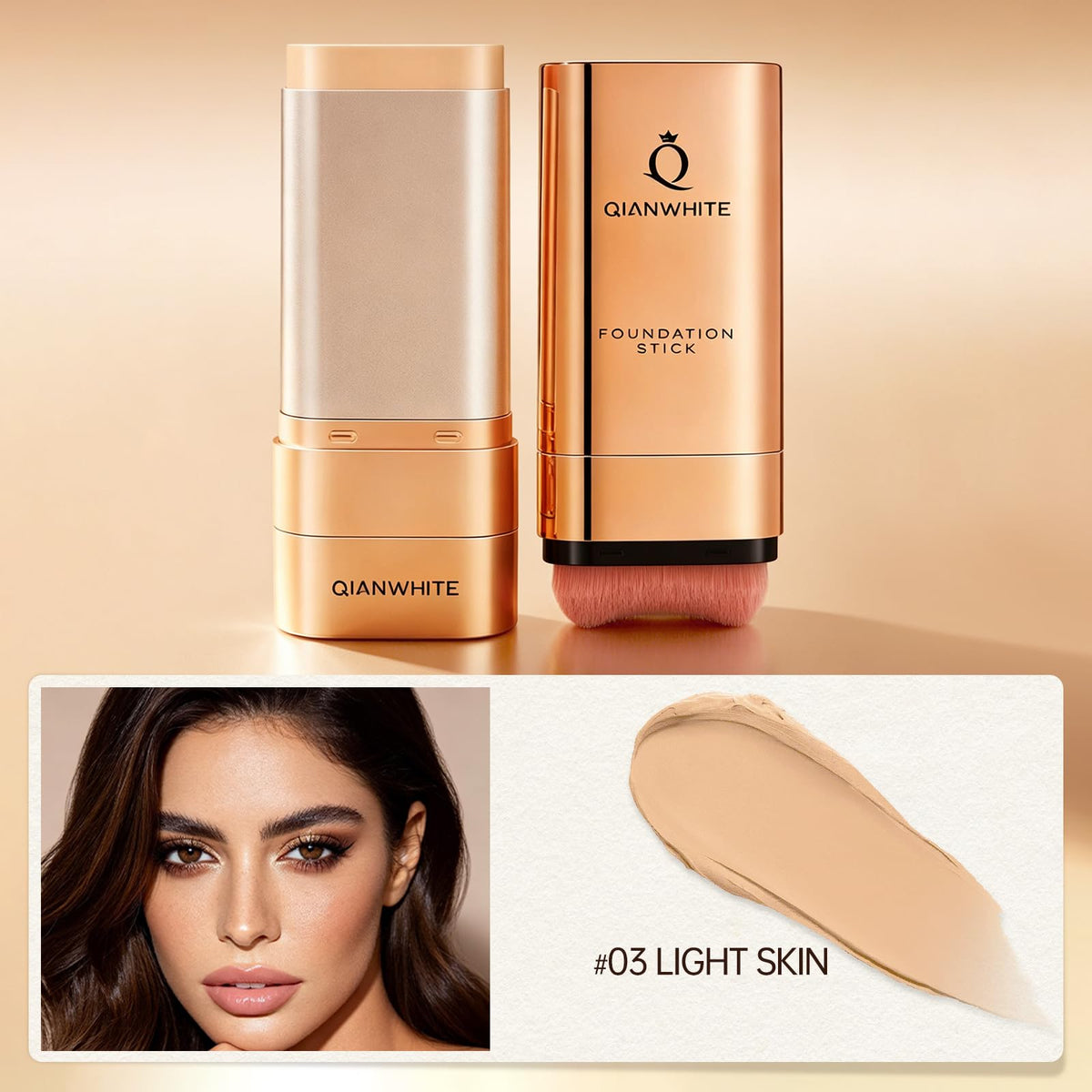 QIANWHITE dual-ended brush detail demonstrating precise blending benefit
