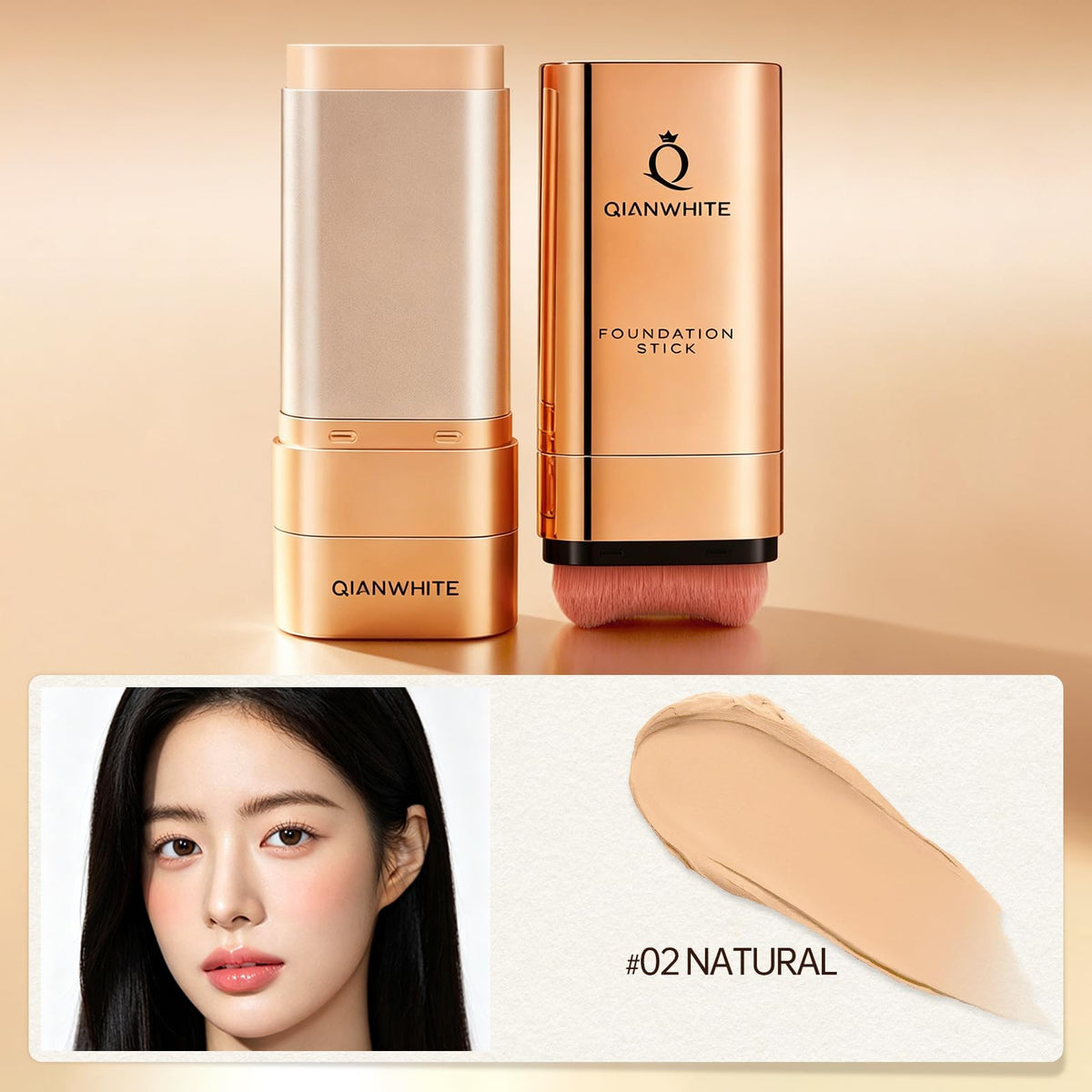QIANWHITE dual-ended brush close-up for seamless blending benefit