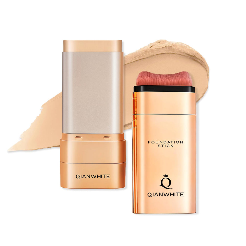 QIANWHITE foundation stick front view showing compact design and shade