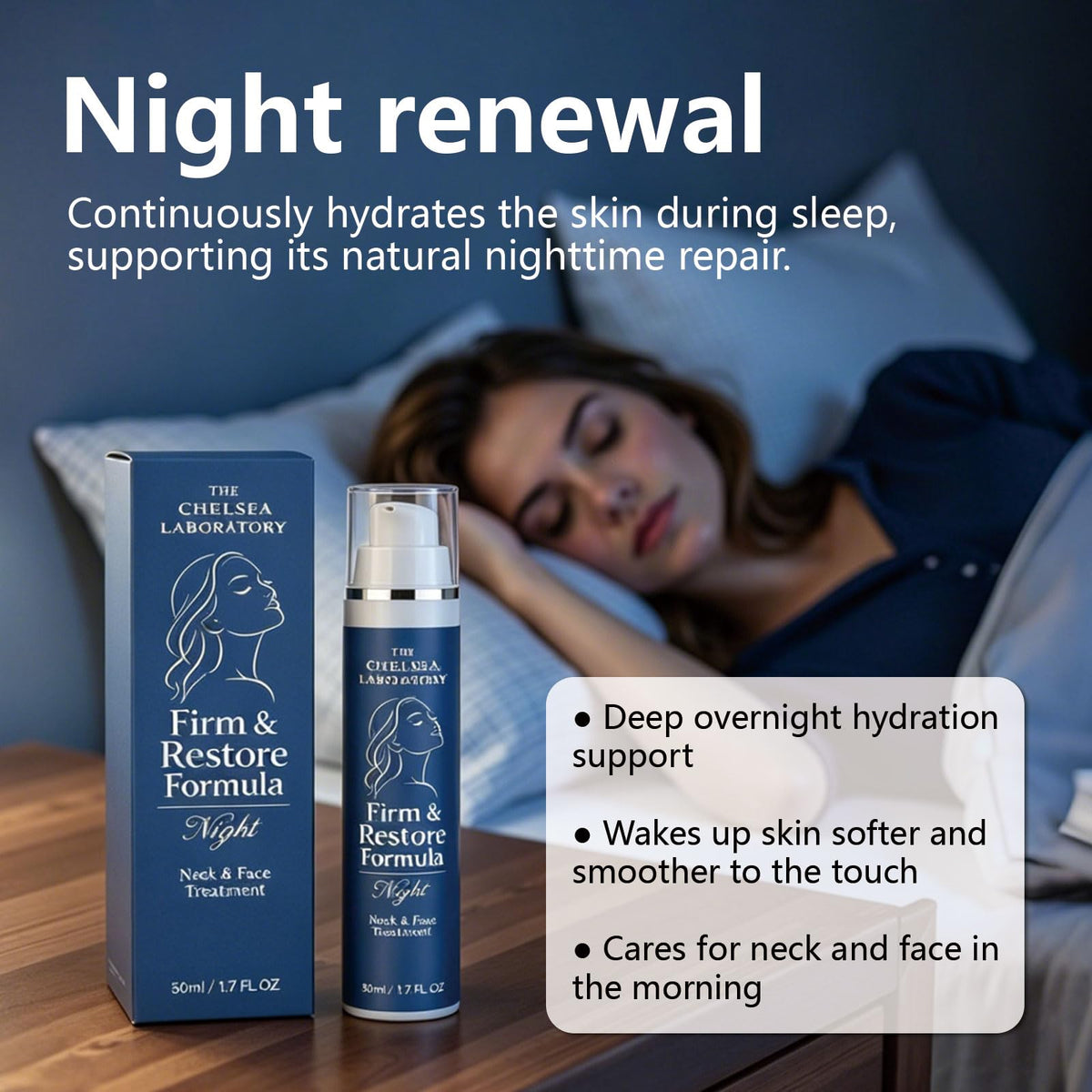 QIAWI lifestyle bedside setting showing night routine convenience and calming ritual