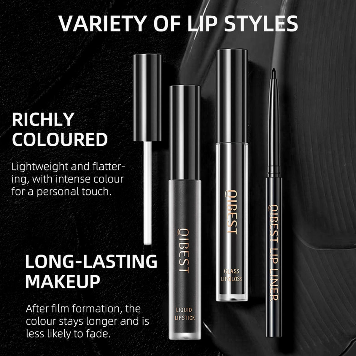 QiBest close-up matte liquid texture showing smooth full-coverage