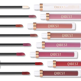 QiBest evening glam makeup scene showing bold lip that completes night look benefit