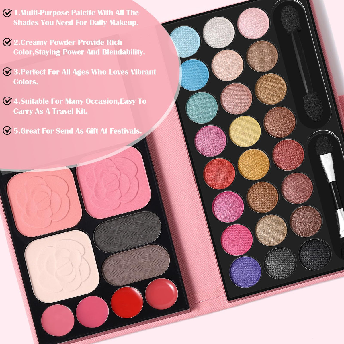 QiBest lip and blusher section detail showing coordinating shades for natural color