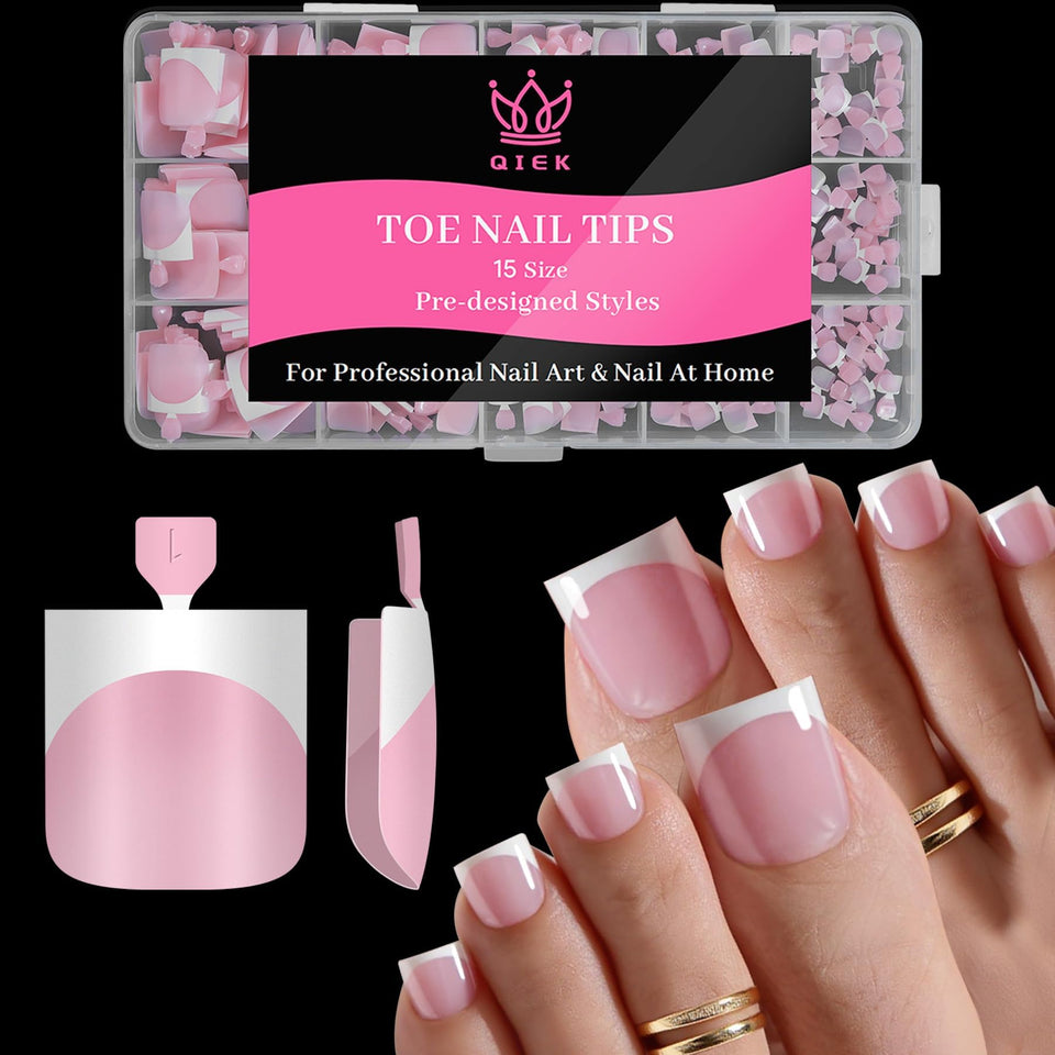 QIEK front packaging showing baby pink French toe set and benefits