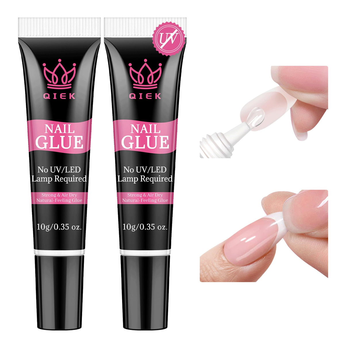 QIEK front view of two glue tubes showing packaging and quantity benefit